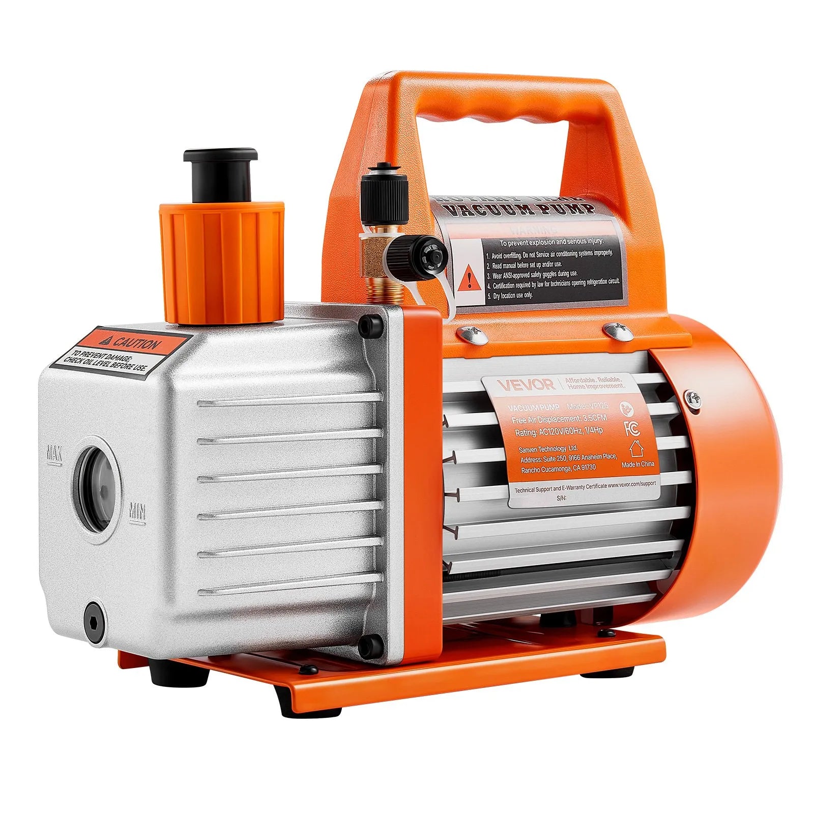 VEVOR Vacuum Pump 3.5 CFM HVAC Single Stage Rotary Vane Vacuum Pump Oil Included