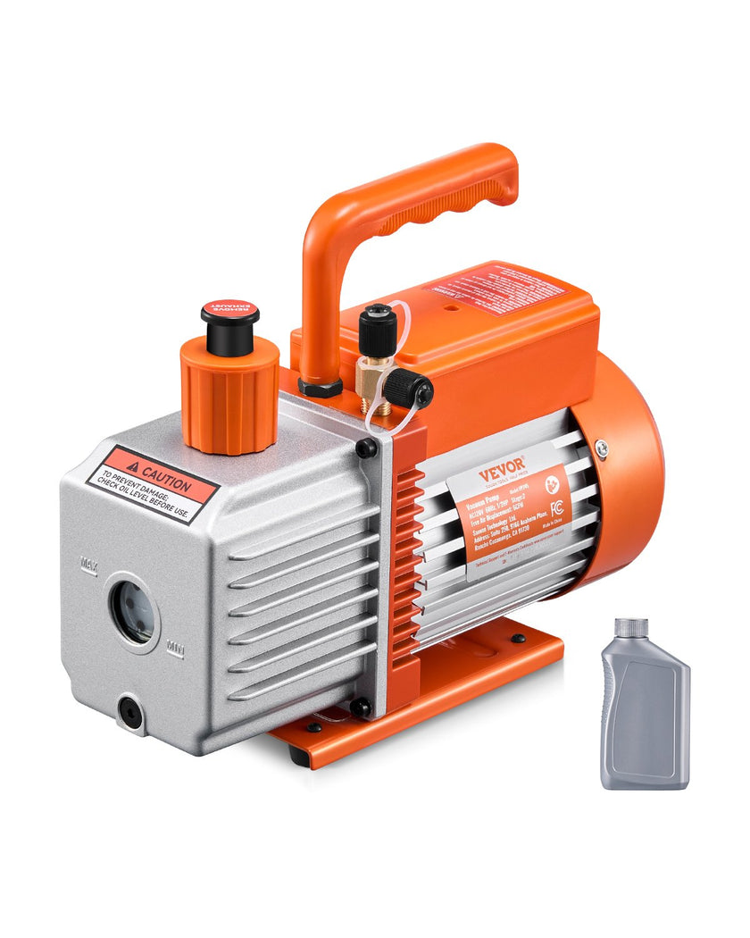 VEVOR Vacuum Pump 6 CFM HVAC 2 Stage Rotary Vane Vacuum Pump Oil Included