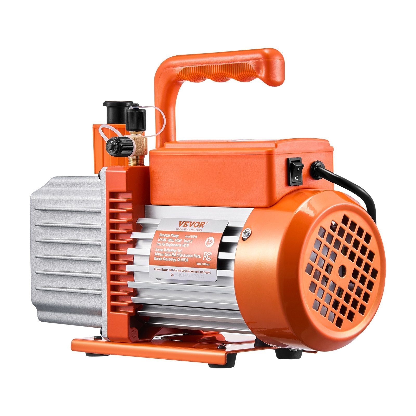 VEVOR Vacuum Pump 6 CFM HVAC 2 Stage Rotary Vane Vacuum Pump Oil Included