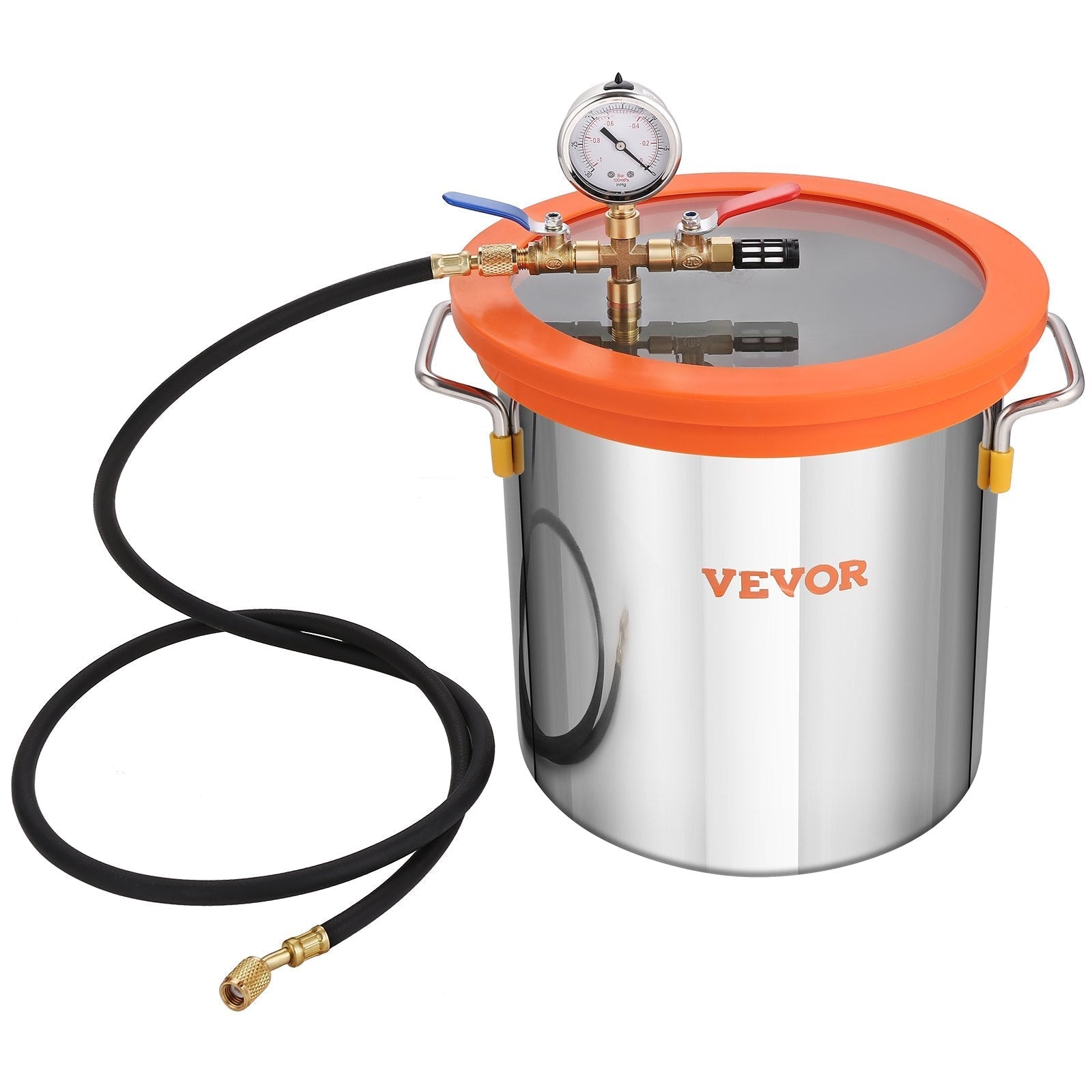VEVOR 3 Gallon Vacuum Chamber and 3.5 CFM Pump Kit, Tempered Glass Lid Vacuum Degassing Chamber Kit, Single Stage Vacuum Pump with 250 ml Oil Bottle, for Stabilizing Wood, Degassing Silicones, Epoxies