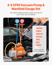 VEVOR 4.5 CFM HVAC Single Stage Rotary Vane Vacuum Pump and Manifold Gauge Kit