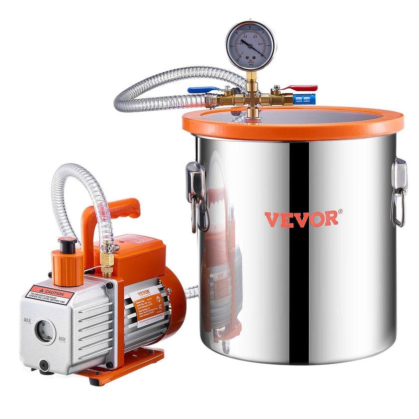 VEVOR 5 Gallon Vacuum Chamber 3.5CFM Single Stage Pump Degassing Chamber Kit