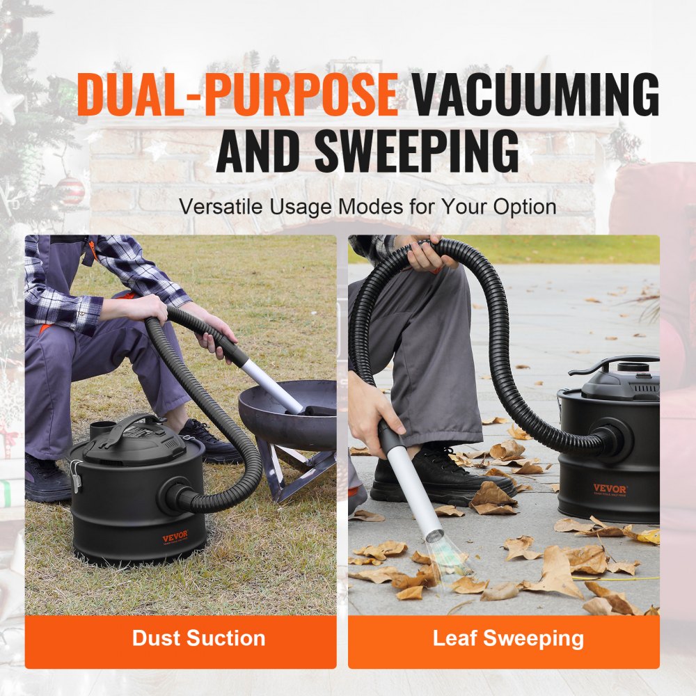 VEVOR Ash Vacuum Cleaner, 4 Gallon with 1200W Powerful Suction, Ash Vac Collector with 47.2 in Flexible Hose, for Fireplaces, Pellet Stoves, Wood Stove, Log Burner, Grills, Pizza Ovens, Fire Pits
