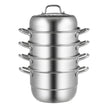 VEVOR 5-Tier Stainless Steel Steamer, 11'' Multi-Layer Cookware Pot with Handles on Both Sides, Work with Gas, Electric, Grill Stove Top, Dia-28cm, Sliver