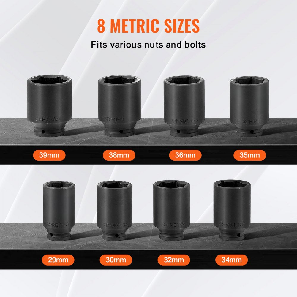 VEVOR Axle Nut Impact Socket Set 1/2
