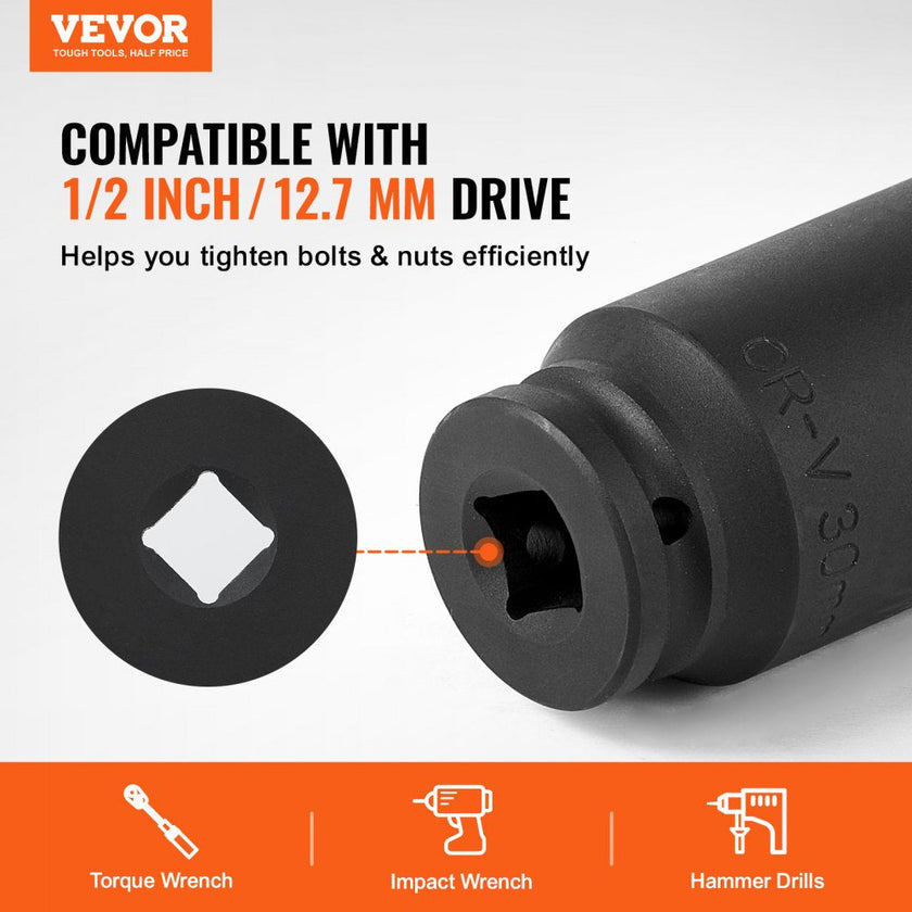 VEVOR Axle Nut Impact Socket Set 1/2