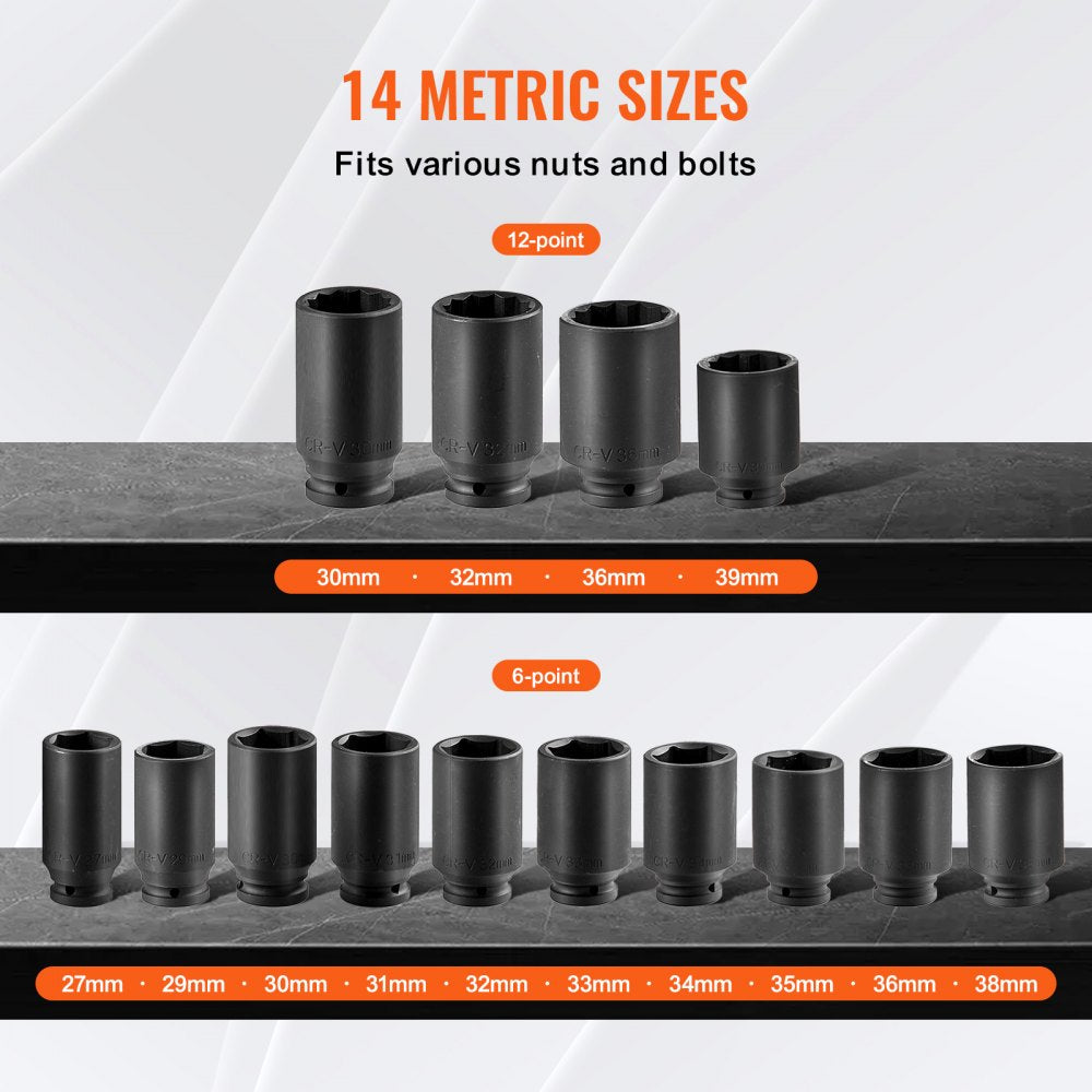 VEVOR Axle Nut Impact Socket Set 1/2