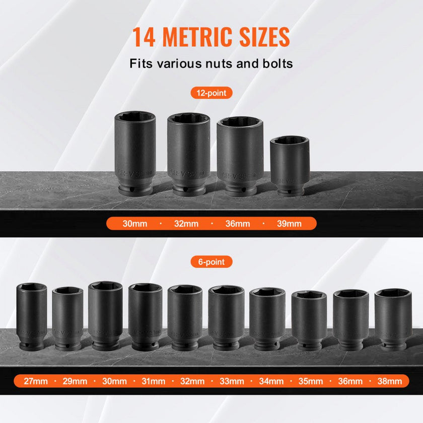 VEVOR Axle Nut Impact Socket Set 1/2