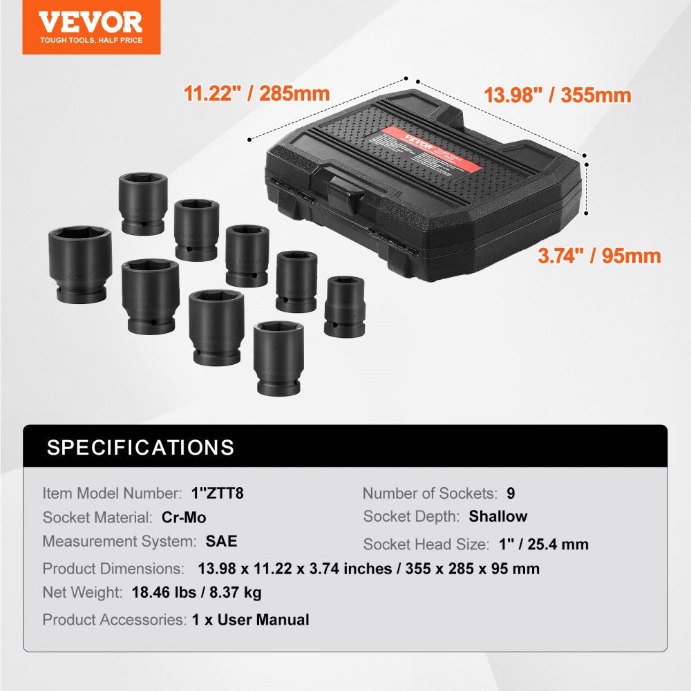 VEVOR Axle Nut Impact Socket Set 1