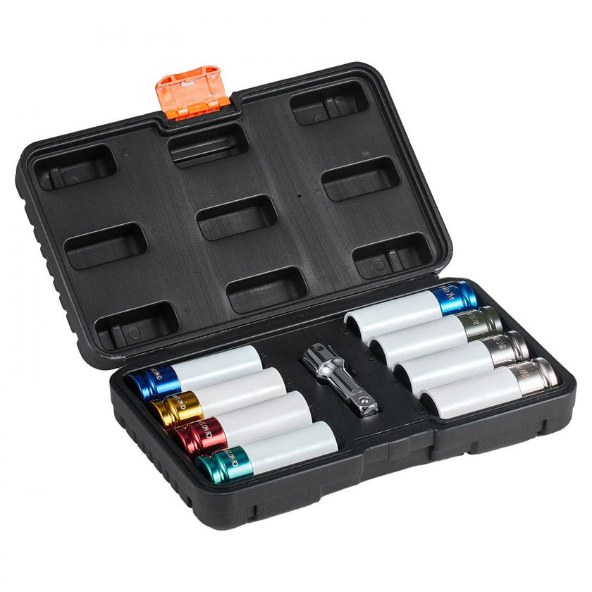 VEVOR Lug Nut Impact Socket Set 1/2 in Drive Metric and SAE 6-Point Deep Socket