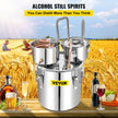 VEVOR Water Distiller, 13.2 Gal/50 L, Stainless Steel Distillery Kit with Copper Tube Built-in Thermometer, Home Broiler for DIY Brewing, Silver