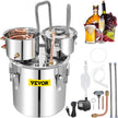VEVOR Water Distiller, 13.2 Gal/50 L, Stainless Steel Distillery Kit with Copper Tube Built-in Thermometer, Home Broiler for DIY Brewing, Silver