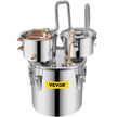 VEVOR Moonshine Still Distiller 3Gal 12L Stainless Steel Water Distiller Copper Tube with Circulating Pump Home Brewing Kit Build-in Thermometer for DIY Whisky Wine Brandy Spirits