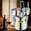 VEVOR Alcohol Still, 5 Gallon, Stainless Steel Alcohol Distiller with Copper Tube & Build-in Thermometer & Water Pump, Double Thumper Keg Home Brewing Kit, for DIY Whiskey Wine Brandy