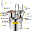 VEVOR Alcohol Still, 5 Gallon, Stainless Steel Alcohol Distiller with Copper Tube & Build-in Thermometer & Water Pump, Double Thumper Keg Home Brewing Kit, for DIY Whiskey Wine Brandy