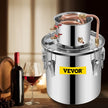 VEVOR Moonshine Still Distiller 5Gal 21L Stainless Steel Water Distiller Copper Tube Home Brewing Kit Build-in Thermometer for DIY Whisky Wine Brandy Sliver
