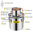 VEVOR Moonshine Still Distiller 5Gal 21L Stainless Steel Water Distiller Copper Tube Home Brewing Kit Build-in Thermometer for DIY Whisky Wine Brandy Sliver