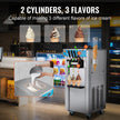 VEVOR Commercial Ice Cream Machine, 21-31 L/H Yield, 1800W 3-Flavor Freestanding Soft Serve Ice Cream Maker,  2 x 5.5L Stainless Steel Cylinder, LED Panel Auto Clean Pre-cooling, for Restaurant Bars
