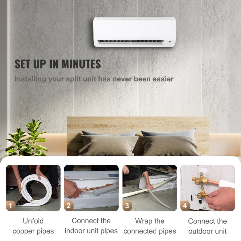 VEVOR Mini Split Copper Line Set 16ft Length, Copper Pipes for Mini Split Air Conditioner 3/8
