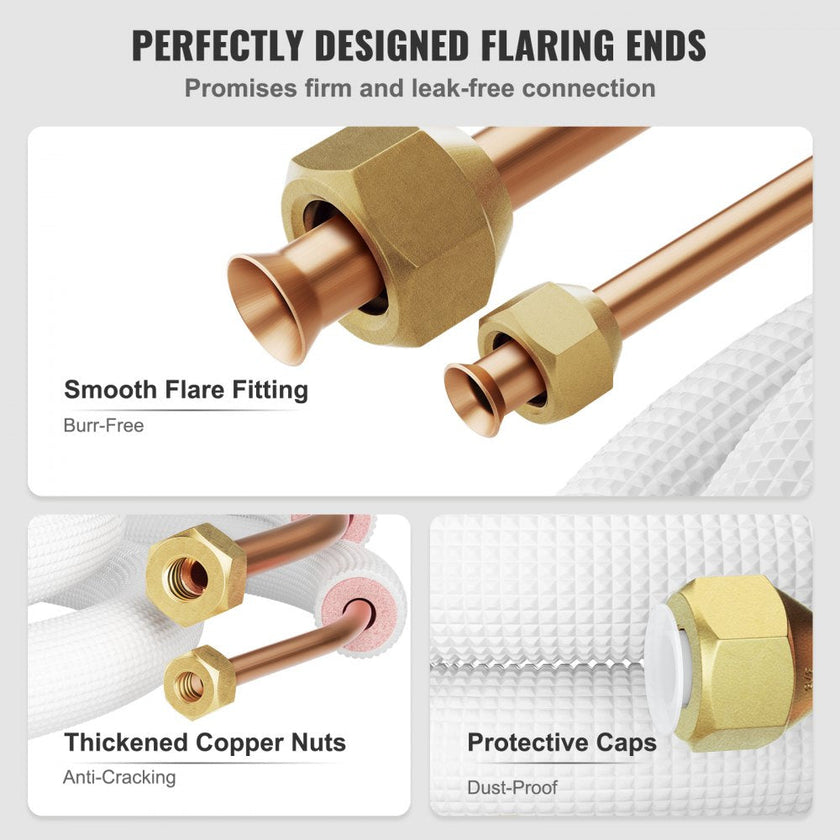 Copper Line Set Copper Pipes for Mini Split Air Conditioner 25' 3/8
