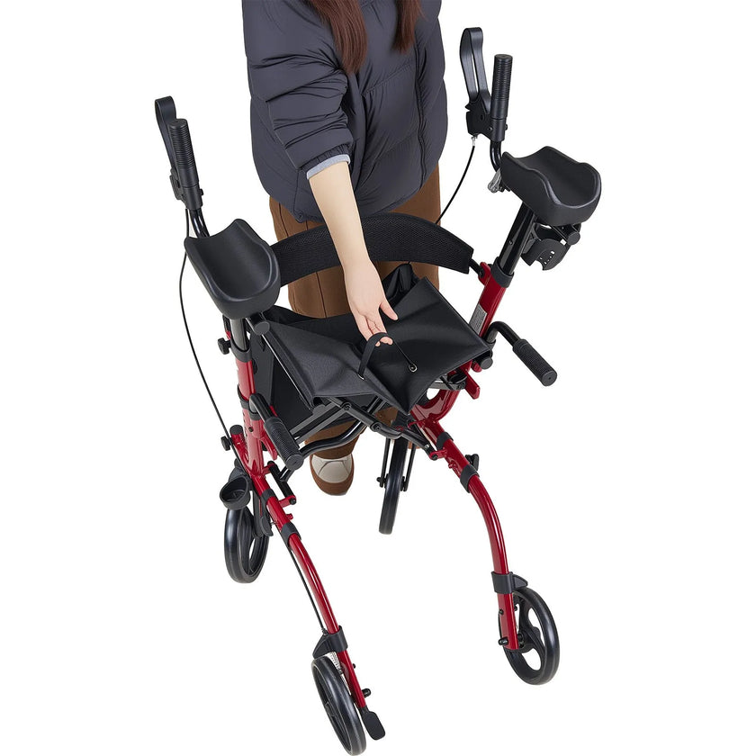 Rollator Walker with Seat for Seniors – Foldable Lightweight Aluminum Walker with Wheels, Storage Bag & Brakes (300 lb Capacity)