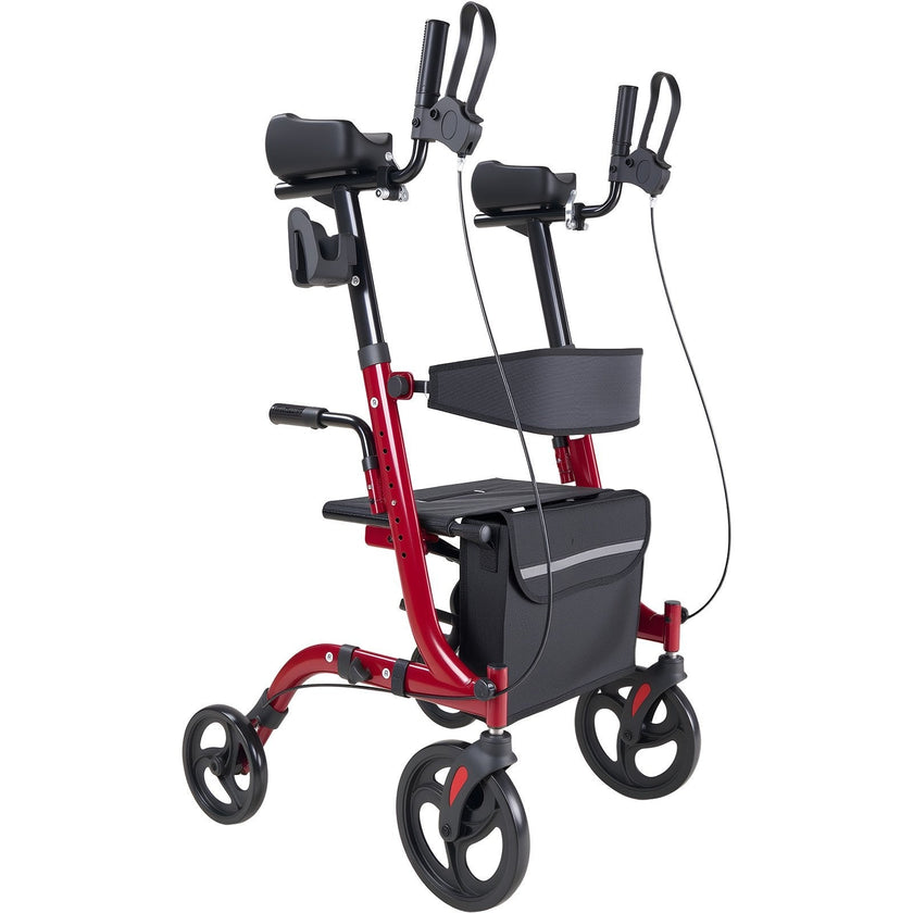 Rollator Walker with Seat for Seniors – Foldable Lightweight Aluminum Walker with Wheels, Storage Bag & Brakes (300 lb Capacity)