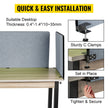 VEVOR Desk Divider 60'' Desk Privacy Panel, 3 Panels Privacy Acoustic Panel, Sound Absorbing Acoustic Privacy Panel, Reduce Noise and Visual Distractions, Lightweight Clamp-on Divider Light Gray