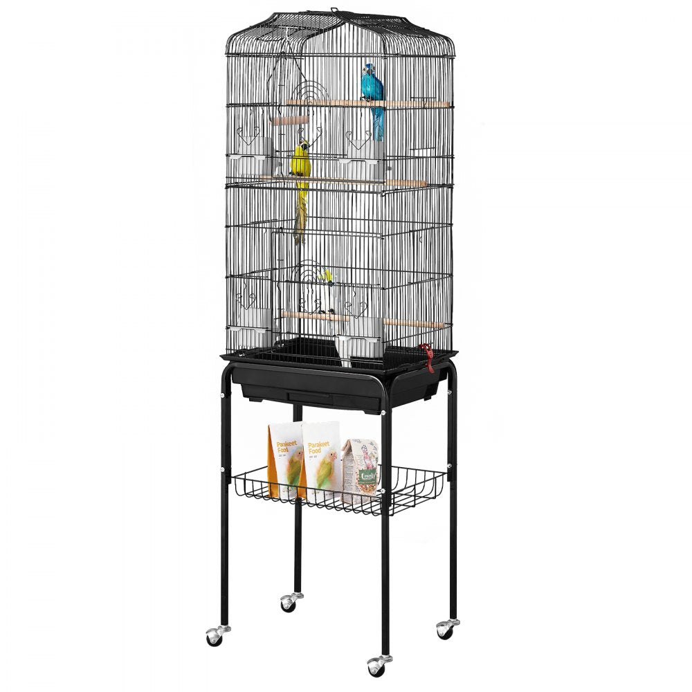 VEVOR Large Bird Cage 62 in Rolling Metal Parakeet Cage for Cockatiels Parrot