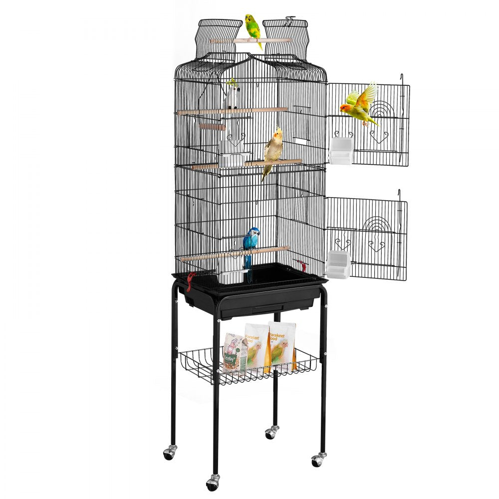 VEVOR Large Bird Cage 62 in Rolling Metal Parakeet Cage for Cockatiels Parrot