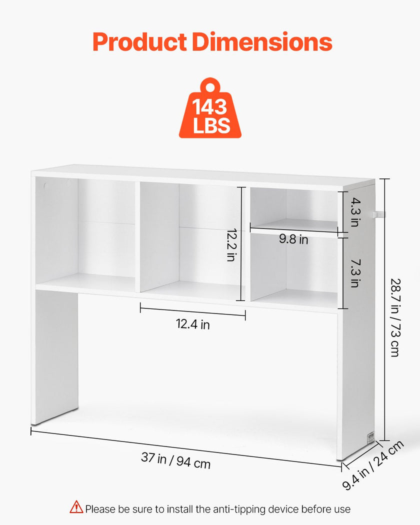 VEVOR Desktop Bookshelf White Desktop Storage Organizer 1-Tier for Office & Home