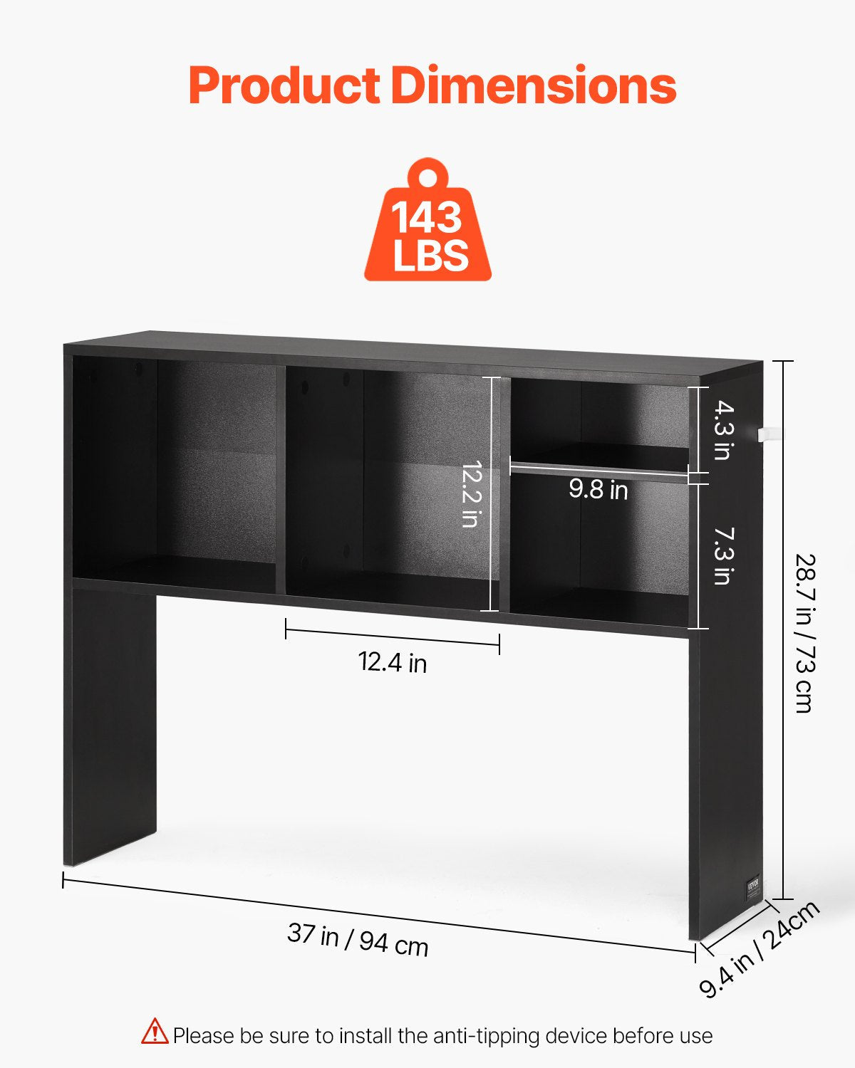 VEVOR Desktop Bookshelf Black Desktop Storage Organizer 1-Tier for Office & Home
