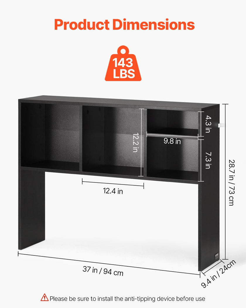 VEVOR Desktop Bookshelf Black Desktop Storage Organizer 1-Tier for Office & Home