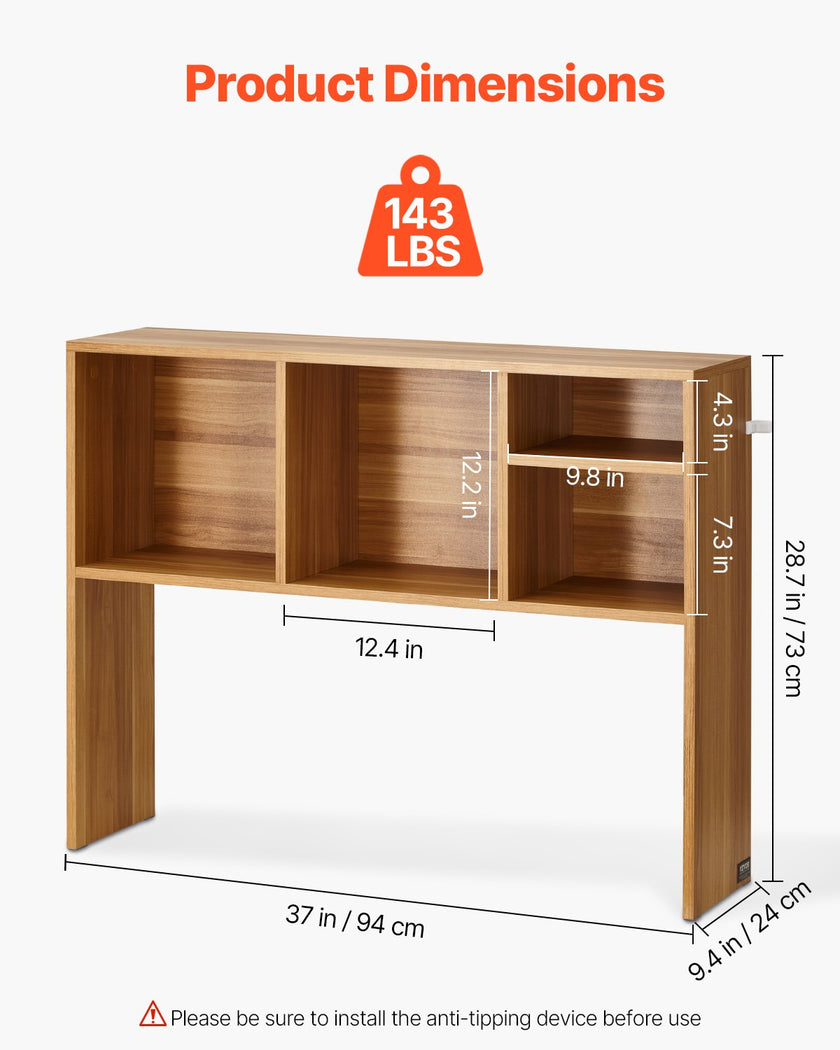 VEVOR Desktop Bookshelf Wood Desktop Storage Organizer 1-Tier for Office & Home