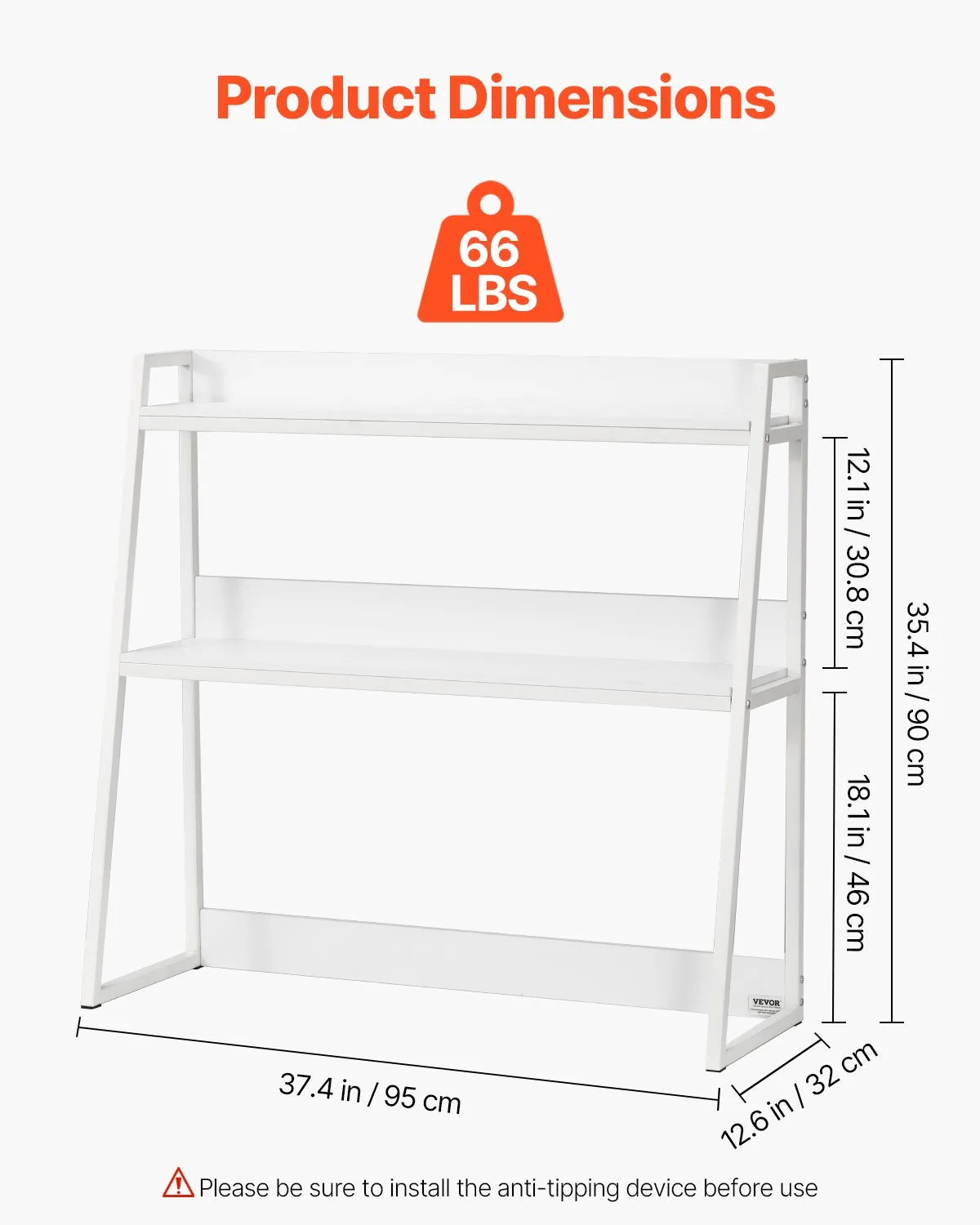 VEVOR Desktop Bookshelf Desktop Storage Organizer 2-Tier for Office & Home White