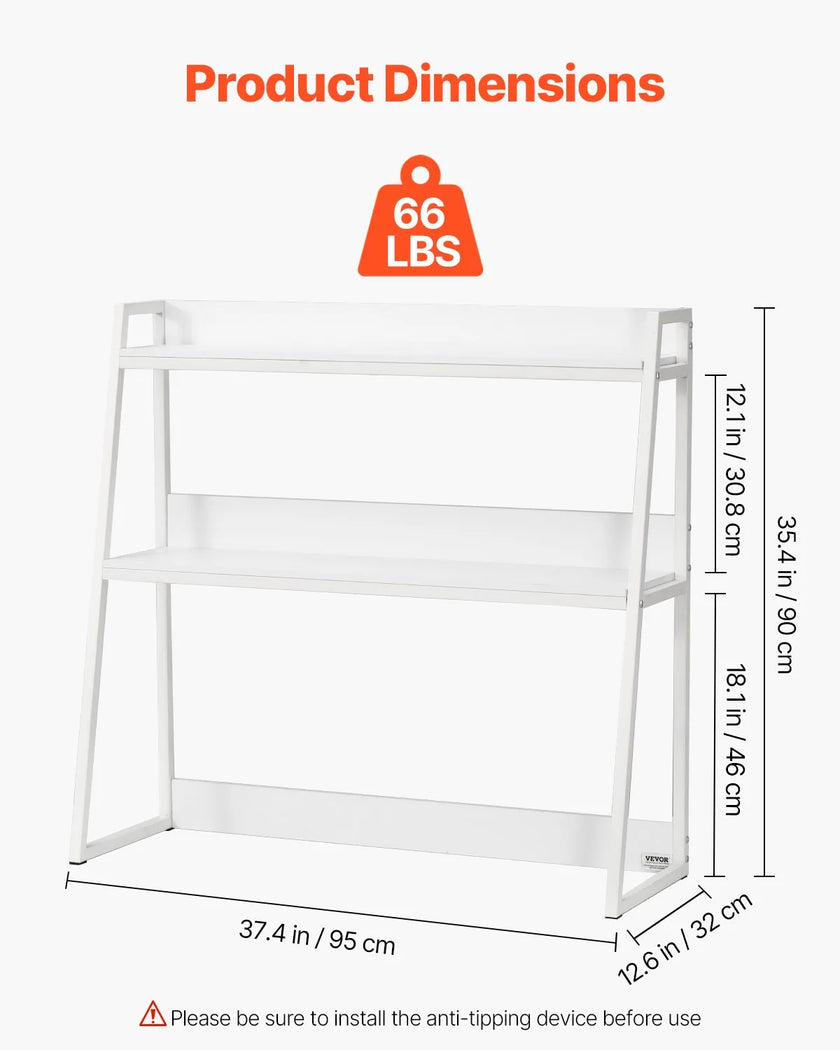 VEVOR Desktop Bookshelf Desktop Storage Organizer 2-Tier for Office & Home White