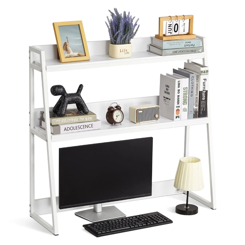 VEVOR Desktop Bookshelf Desktop Storage Organizer 2-Tier for Office & Home White