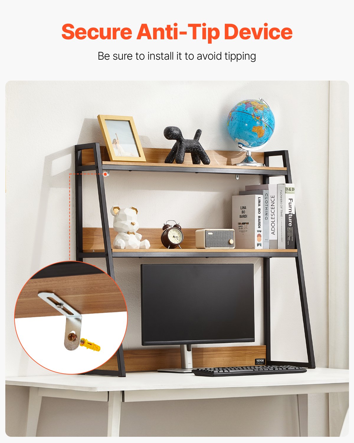 VEVOR Desktop Bookshelf Desktop Storage Organizer 2-Tier for Office and Home