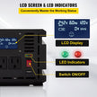 VEVOR Power Inverter, 2000W Modified Sine Wave Inverter, DC 24V to AC 120V Car Converter, with LCD Display, Remote Controller, LED Indicator, AC Outlets Inverter for Truck RV Car Boat Travel Camping