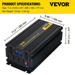 VEVOR Power Inverter, 2000W Modified Sine Wave Inverter, DC 24V to AC 120V Car Converter, with LCD Display, Remote Controller, LED Indicator, AC Outlets Inverter for Truck RV Car Boat Travel Camping