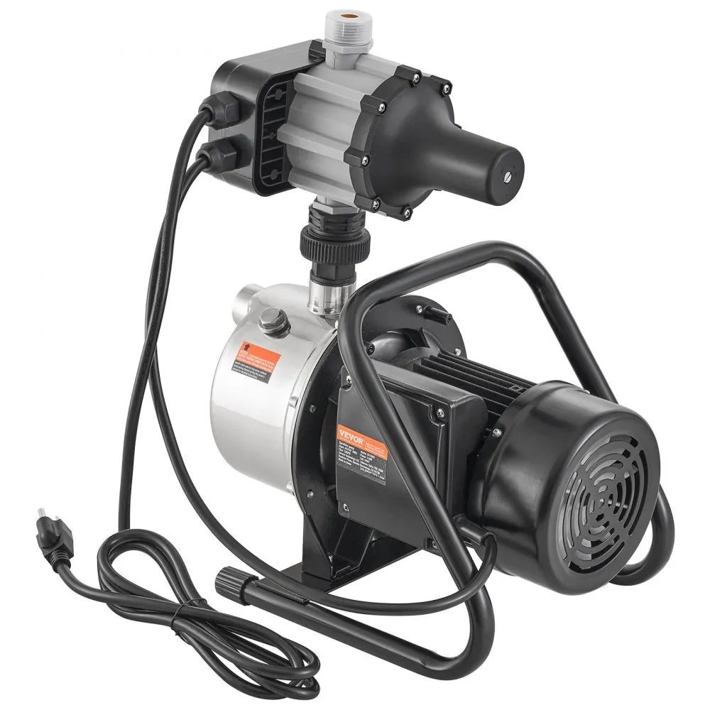 VEVOR Shallow Well Pump, 1 HP 115V, 1200 GPH 164 ft Head, Max 87 psi, Portable Stainless Steel Sprinkler Booster Jet Pumps with Automatic Controller for Garden Lawn Irrigation system, Water Transfer