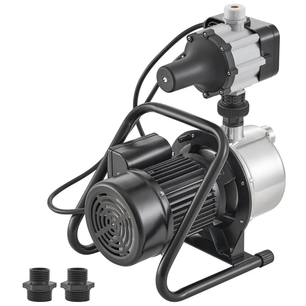 VEVOR Shallow Well Pump, 1 HP 115V, 1200 GPH 164 ft Head, Max 87 psi, Portable Stainless Steel Sprinkler Booster Jet Pumps with Automatic Controller for Garden Lawn Irrigation system, Water Transfer