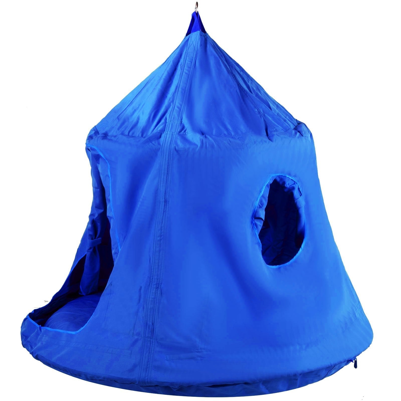 VEVOR Hanging Tree Tent, Max. 440lbs Capacity Tree Tent Swing, Hangout Hugglepod with LED Rainbow Decoration Lights Inflatable Cushion, Ceiling Hammock Tent Suit for Kids & Adult Indoor Outdoor, Blue