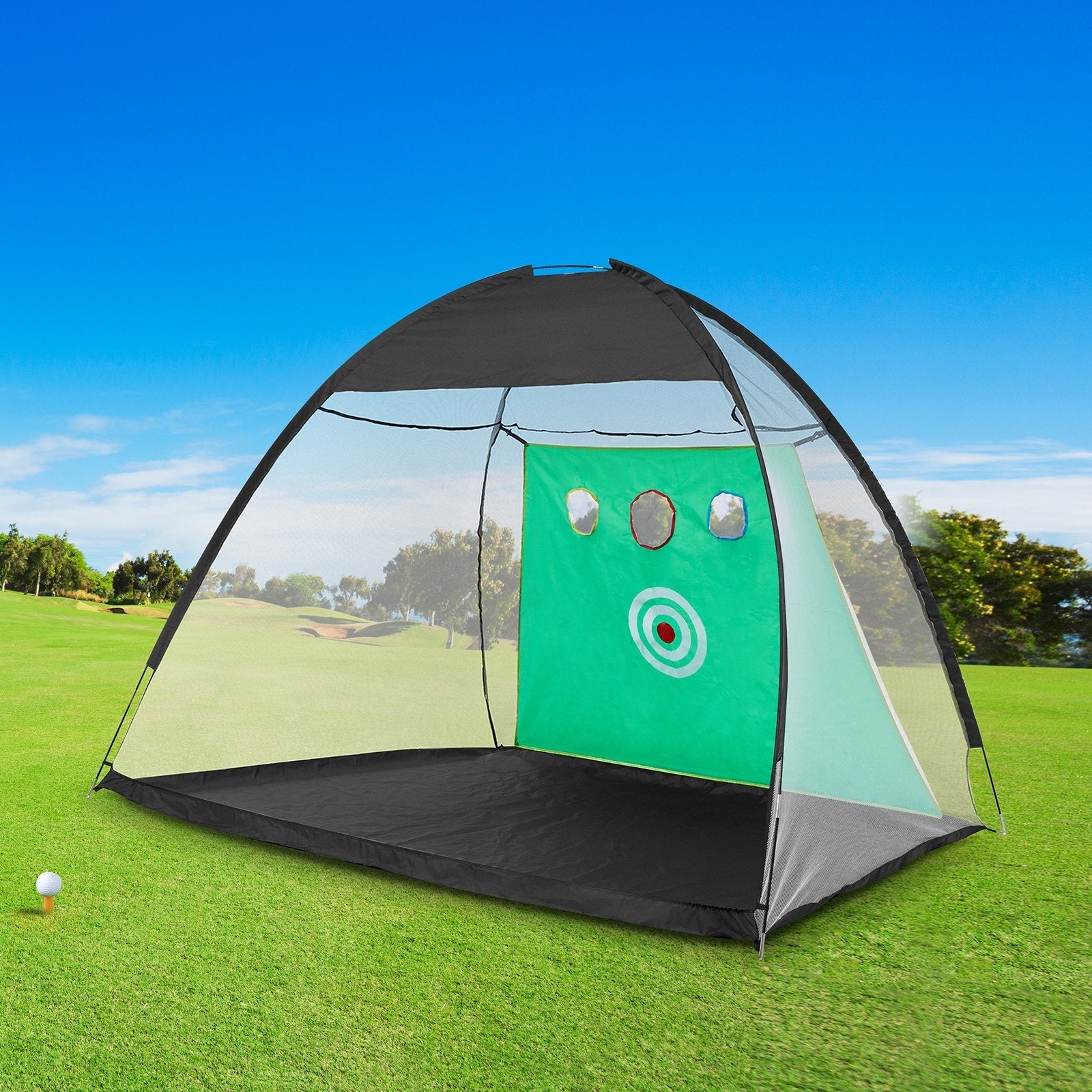 VEVOR Golf Net, 10x7ft All in 1 Practice Net, Indoor Outdoor Home Golf Swing Training, Golf Hitting Aid Net with Target/Turf Mats/Balls/Tee/Golf Club/Bag, for Backyard Driving Chipping, Gift for Men