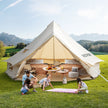 VEVOR Yurt Tent 19.7ft Cotton Canvas Tent with Wall Stove Jacket Glamping Tent Waterproof Bell Tent for Family Camping Outdoor Hunting Party in 4 Seasons