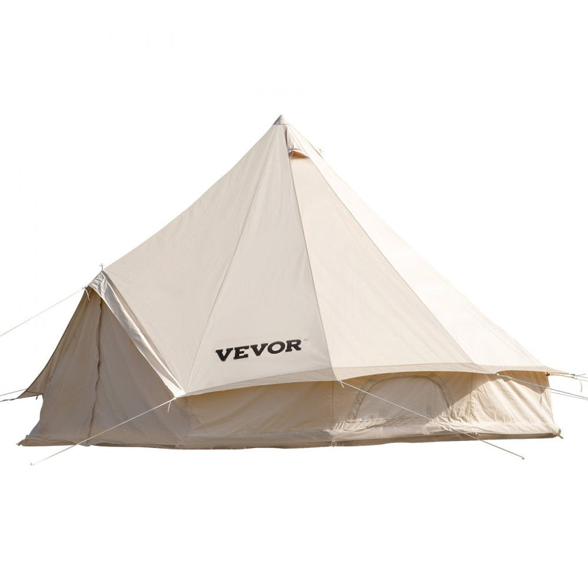 VEVOR Yurt Tent 19.7ft Cotton Canvas Tent with Wall Stove Jacket Glamping Tent Waterproof Bell Tent for Family Camping Outdoor Hunting Party in 4 Seasons