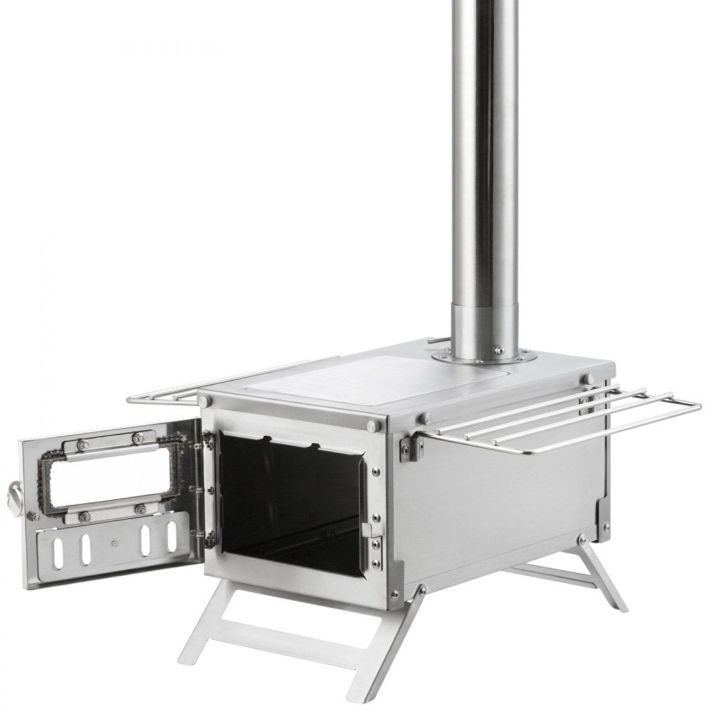 VEVOR Wood Stove, 80 inch, Stainless Steel Camping Tent Stove, Portable Wood Burning Stove with Chimney Pipes & Gloves, 700in³Firebox Hot Tent Stove for Outdoor Cooking and Heating with 8 Pipes