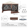VEVOR Pop Up Gazebo Tent, Pop-Up Screen Tent 6 Sided Canopy Sun Shelter with 6 Removable Privacy Wind Cloths & Mesh Windows, 12.5x12.5FT Quick Set Screen Tent with Mosquito Netting, Brown