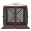 VEVOR Pop Up Gazebo Tent, Pop-Up Screen Tent 4 Sided Canopy Sun Shelter with 4 Removable Privacy Wind Cloths & Mesh Windows, 6x6FT Quick Set Screen Tent with Mosquito Netting, Brown