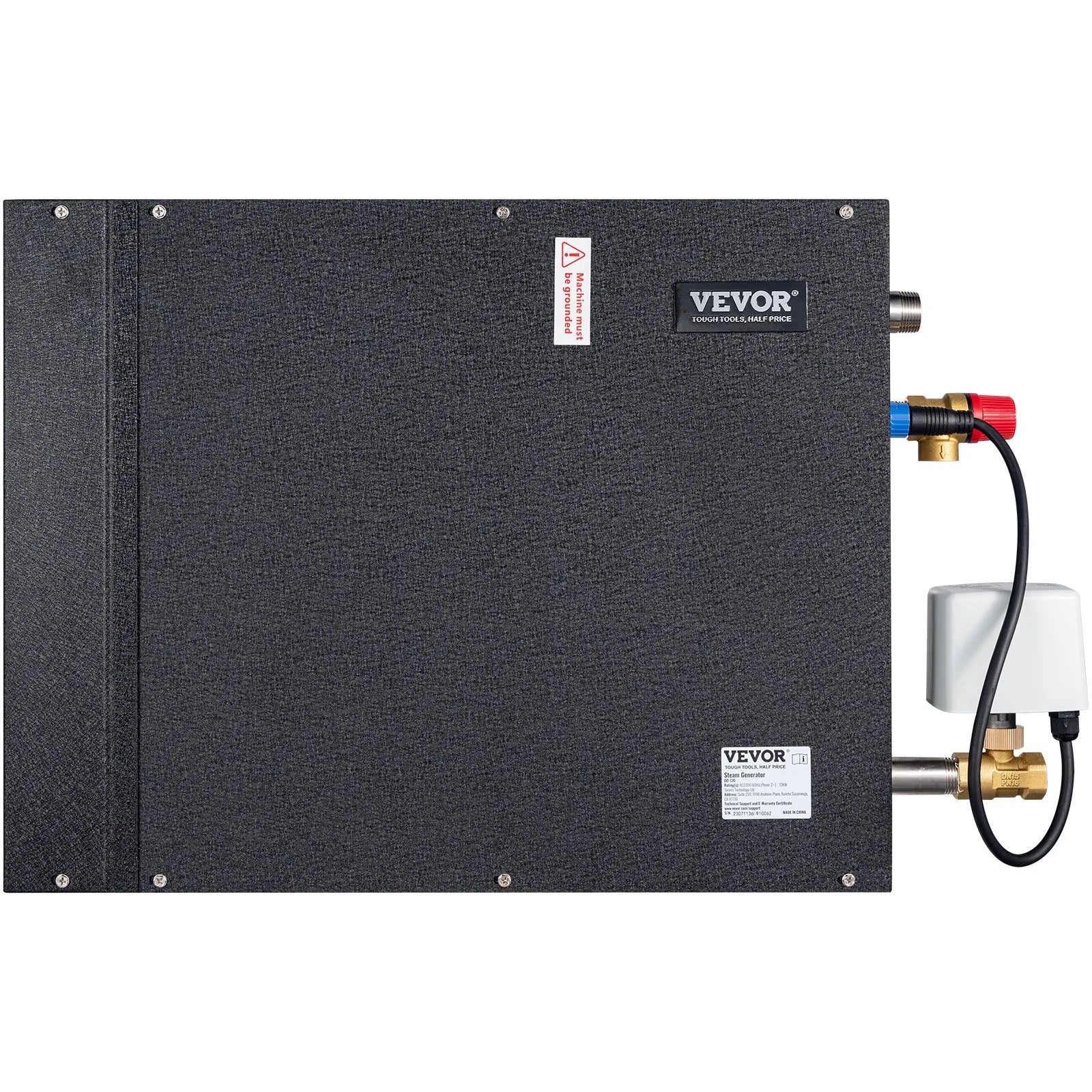 VEVOR Steam Shower Generator, 15 kW, Segmented Heating & Temperature Customization & 24h Timer Steam Bath Kit, Automatic Drainage Luxury Home Steam Shower System, Acrylic Room Max. 530 Cu. Ft.