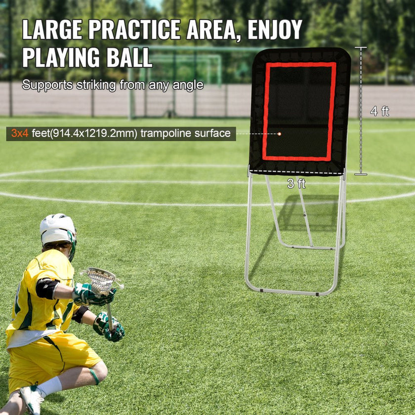 VEVOR Folding Lacrosse Rebounder for Backyard, 3x4 Ft Volleyball Bounce Back Net, Pitchback Throwback Baseball Softball Return Training Screen, Adjustable Angle Shooting Practice Training Wall, Black